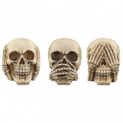 Lot de 3 Crânes de Décoration - Muet Sourd et Aveugle