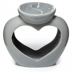 Brûleur à Huile et Fondant de Cire avec Séparation - Gris à Forme de Coeur
