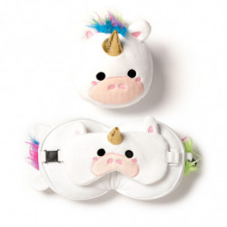 Coussin de Voyage Relaxeazzz Peluché 2-en-1 avec Masque Yeux - Licorne