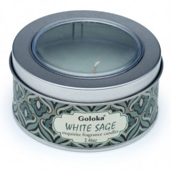 Bougie à la Cire de Soja dans Boîte en Etain Goloka - Sauge Blanche