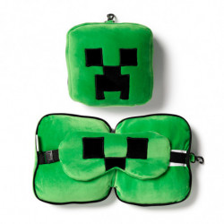 Coussin de Voyage Relaxeazzz Peluché 2-en-1 avec Masque Yeux Minecraft - Creeper