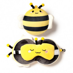 Coussin de Voyage Relaxeazzz Peluché 2-en-1 avec Masque Yeux Adorabugs - Abeille