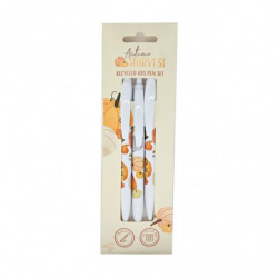 Lot de 3 Stylos en plastique recyclé (RABS) Récolte d'Automne - Récolte d'Automne