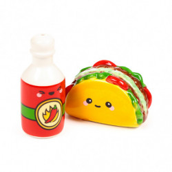 Ensemble Salière & Poivrière en céramique - Frida le Taco & Sauce Epicée Foodiemals