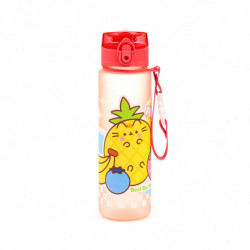 Gourde 600ml en Plastique Renforcé avec Couvercle à Bouton-poussoir - Pusheen le Chat Fruits