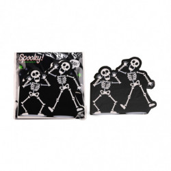 Lot de 12 Serviettes en Papier 3 plis - Halloween Squelette