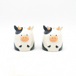 Ensemble Salière & Poivrière en céramique - Vache noire et blanche