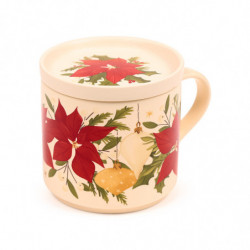 Ensemble Mug Porcelaine & Dessous de Verre - Plantes de Noël