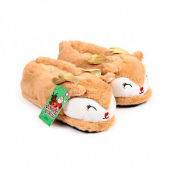 Pantoufles Peluchées Rennes de Noël (Unisexe Taille Unique ) - Jingle Bunch Noël