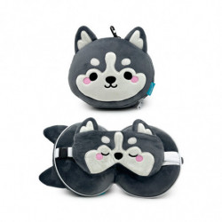 Relaxeazzz  Luna le Husky Coussin de voyage 2 en 1 Relaxeazzz
